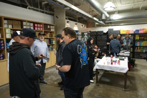 Friends and vendors gathering at a Disco Cat party