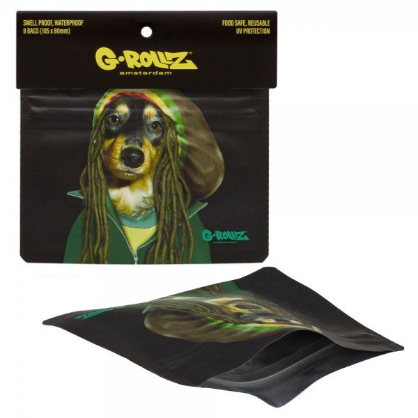 G-Rollz | ‘Reggae’ 105×80 mm Smellproof Bags – 8pcs in Display